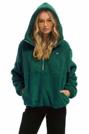 Chaquetas Aviator Nation Teddy Hooded Half Zip Mujer Amazon | 14KUWMZIQ