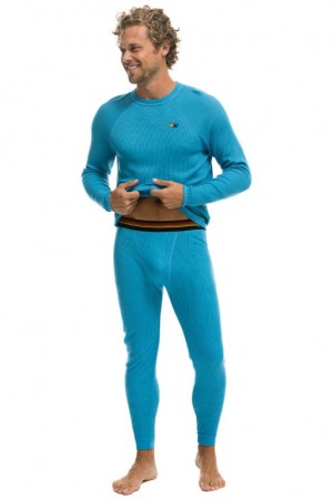 Chaquetas Aviator Nation Thermal Base Layer Set Hombre Ocean | 64WYDOFTB