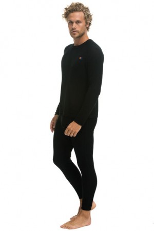 Chaquetas Aviator Nation Thermal Base Layer Set Hombre Black | 64XOJNZSQ