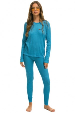 Chaquetas Aviator Nation Thermal Base Layer Set Mujer Ocean | 10KVYWRFH