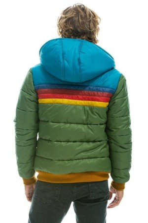 Chaquetas Aviator Nation Trekker 2 Hooded Puffer Hombre Green | 64PRWMEHN