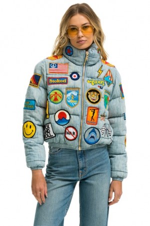 Chaquetas Aviator Nation Vintage Patch Denim Apres Puffer Mujer Vintage | 10JSXIFAG