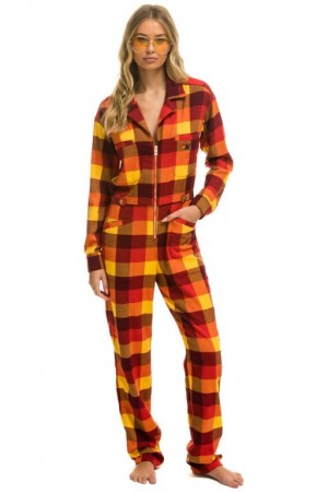 Flight Suit Aviator Nation Plaid Mujer Surfy Plaid | 08NWGUXBJ