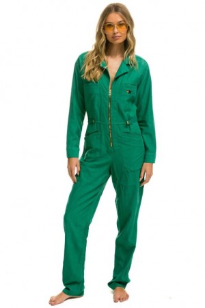 Flight Suit Aviator Nation Twill Mujer Green | 08MOZJWVA