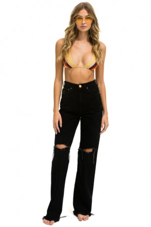 Jeans Aviator Nation Hi Rise Wide-leg Gypsy Mujer Black | 41RZQNAUX