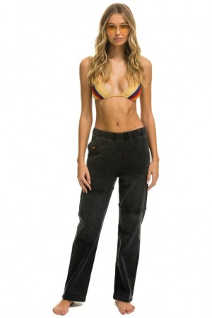 Jeans Aviator Nation Mid Rise Rancher Relaxed Fit Mujer Black | 41OQKRHIL