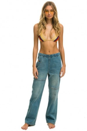 Jeans Aviator Nation Mid Rise Rancher Relaxed Fit Mujer Vintage | 41OWMVEGN
