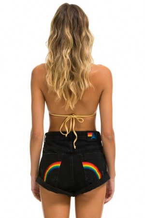 Jeans Cortos Aviator Nation Hi Rise Rocker Mujer Black | 98ITQFRWP