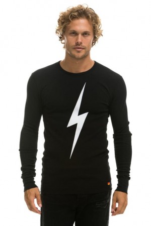 Manga Larga Aviator Nation Bolt Thermal Hombre Black | 71TZXKAJV