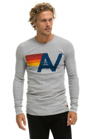Manga Larga Aviator Nation Logo Thermal Hombre Grey | 71FUJCZGH