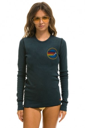 Manga Larga Aviator Nation Malibu Thermal Mujer Grey | 27OCGRKLB