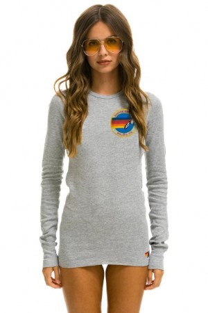 Manga Larga Aviator Nation Malibu Thermal Mujer Grey | 27OJZSUWI