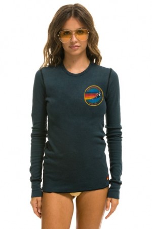Manga Larga Aviator Nation Vail Thermal Mujer Grey | 27UMTPKEY
