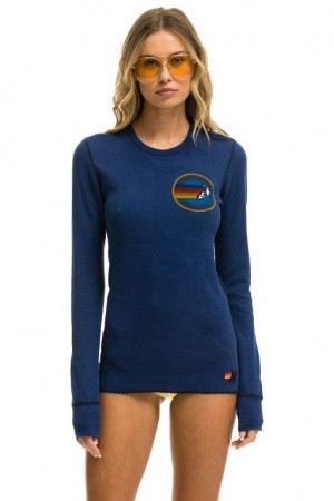 Manga Larga Aviator Nation Venice Thermal Mujer Navy | 27NSKAXDY