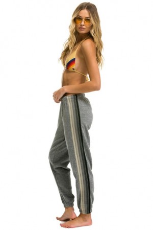 Pantalones Deportivos Aviator Nation 5 Stripe Mujer Grey / Grey | 36NBCJVRH