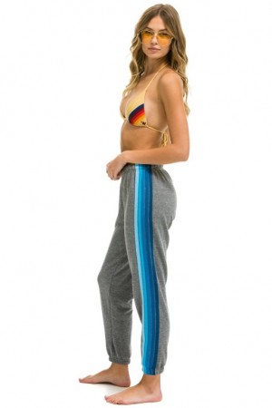 Pantalones Deportivos Aviator Nation 5 Stripe Mujer Grey / Blue | 36OQJNCWL