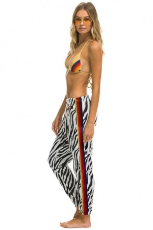 Pantalones Deportivos Aviator Nation Classic Velvet Stripe Mujer Zebra | 38QGAKLXO
