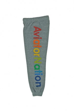 Pantalones Deportivos Aviator Nation Niños Grey | 94VITQDAR