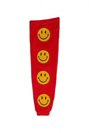Pantalones Deportivos Aviator Nation Smiley 2 Niños Red | 94DWPZFBL