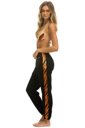 Pantalones Deportivos Aviator Nation Tiger Stripe Mujer Black | 36WDIXRKM