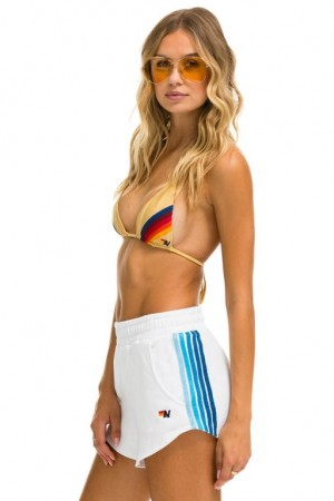 Short Aviator Nation 5 Stripe Lounger Mujer White / Blue | 47KMPYBNO