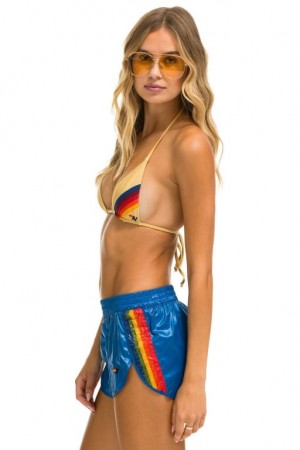 Short Aviator Nation 5 Stripe Nylon Jogger Mujer Blue | 42REBNZXD