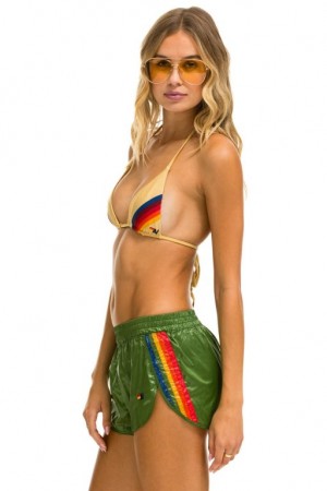 Short Aviator Nation 5 Stripe Nylon Jogger Mujer Green | 42RKPSVBX