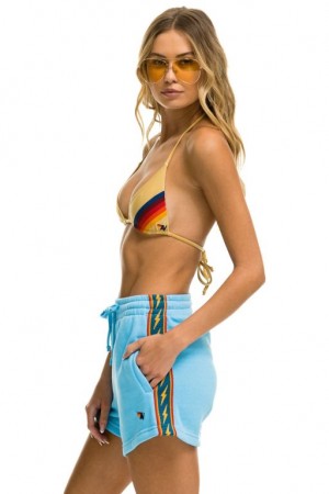 Short Aviator Nation Bolt Stripe Lounger Mujer Blue | 46KOBRJGU