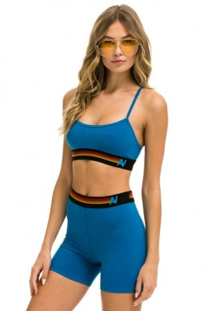 Short Aviator Nation Logo 4 Inch Hi-rise Biker Mujer Blue | 45GOYFDNA