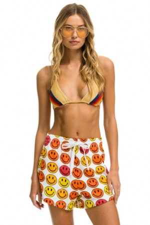 Short Aviator Nation Smiley Bingo Lounger Mujer White | 43EVMFKIJ