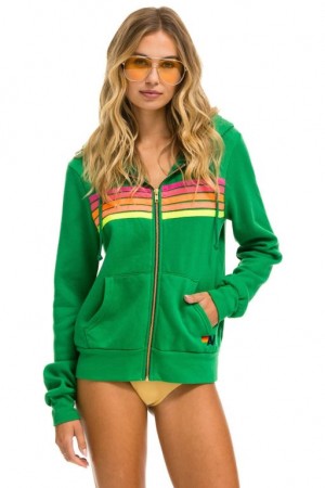 Sudadera con Capucha Aviator Nation 5 Stripe Mujer Green / Pink / Yellow | 04MULSBND