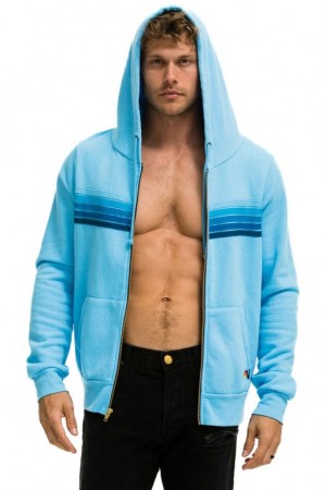 Sudadera con Capucha Aviator Nation 5 Stripe Hombre Blue / Blue | 62KLZYEAJ