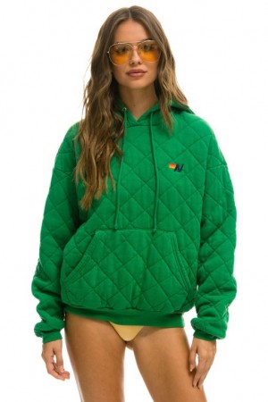 Sudadera con Capucha Aviator Nation Acolchado Relaxed Pullover Mujer Green | 05FHAXCEQ