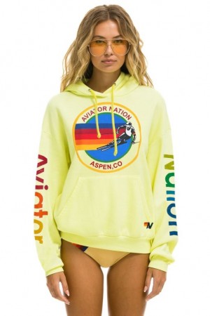 Sudadera con Capucha Aviator Nation Aspen Relaxed Pullover Mujer Yellow | 08IBSNYRH