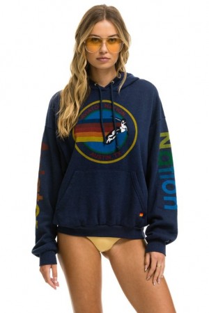 Sudadera con Capucha Aviator Nation Austin Relaxed Pullover Mujer Navy | 08DYKEJZV
