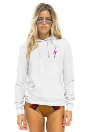 Sudadera con Capucha Aviator Nation Bolt Lightweight Pullover Mujer White / Pink Purple | 06KHDUSWT