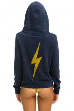 Sudadera con Capucha Aviator Nation Bolt Mujer Navy | 01WUDMAYK