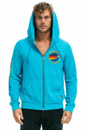 Sudadera con Capucha Aviator Nation Bu Zip Hombre Blue | 61RGZHDIP
