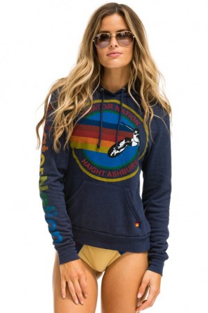 Sudadera con Capucha Aviator Nation Haight Ashbury Mujer Navy | 08BWLPKET