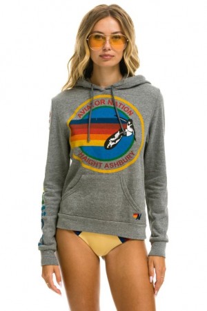Sudadera con Capucha Aviator Nation Haight Ashbury Pullover Mujer Grey | 08CPQXMLY