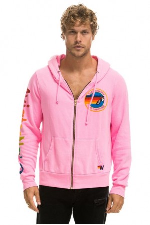 Sudadera con Capucha Aviator Nation Hamptons Hombre Pink | 61LMPFCBH