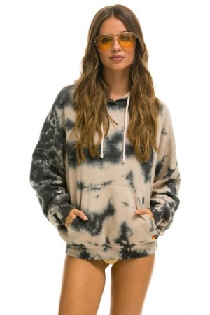 Sudadera con Capucha Aviator Nation Hand Dyed Pullover Relaxed Mujer Tie Dye Dusty | 06AGPNQUM