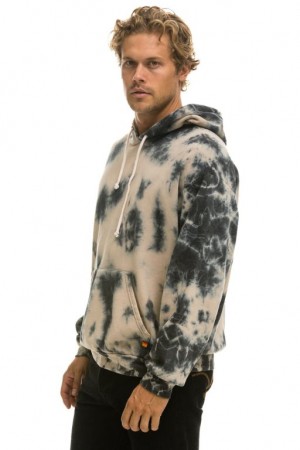 Sudadera con Capucha Aviator Nation Hand Dyed Pullover Relaxed Hombre Tie Dye Dusty | 63QKJDLPF