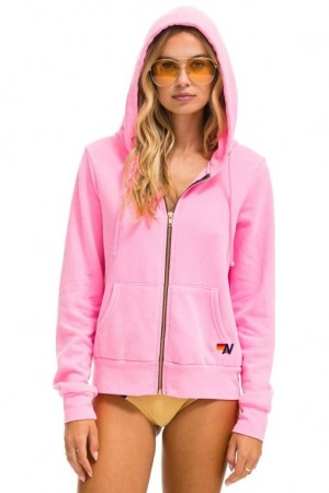 Sudadera con Capucha Aviator Nation Heart Stitch Zip Hombre Pink | 59SEJDGFZ