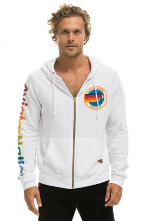 Sudadera con Capucha Aviator Nation Hombre White | 61DUQHXMT