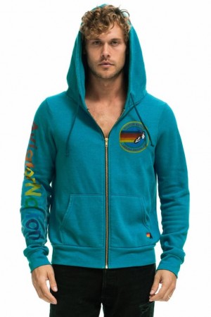 Sudadera con Capucha Aviator Nation Laguna Beach Hombre Turquoise | 61CEVDAOK