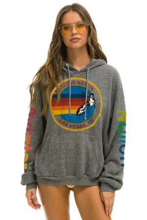 Sudadera con Capucha Aviator Nation Las Vegas Relaxed Pullover Mujer Grey | 07NGRUSDW