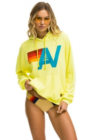 Sudadera con Capucha Aviator Nation Logo Pullover Relaxed Mujer Yellow | 05TRGUEDF