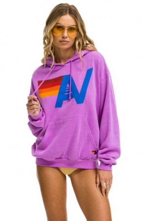 Sudadera con Capucha Aviator Nation Logo Pullover Relaxed Mujer Purple | 05UCPHZLY