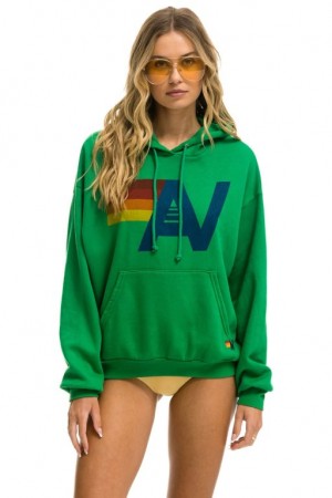 Sudadera con Capucha Aviator Nation Logo Pullover Relaxed Mujer Green | 05UQREMTF